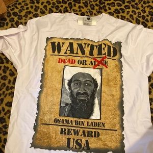 Osama bin Laden wanted dead or alive white t shirt size XL nwt